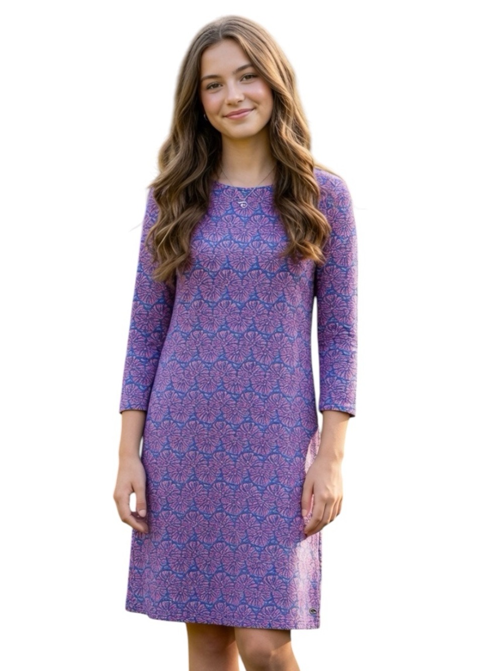 VINEYARD VINES: Girls Patterned Long Sleeve Dress -Size XL (16)